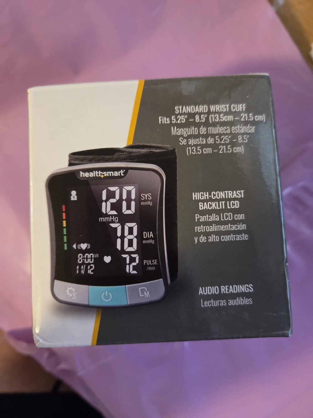 Black Wrist Blood Pressure Monitor - High-Contrast Backlit LCD